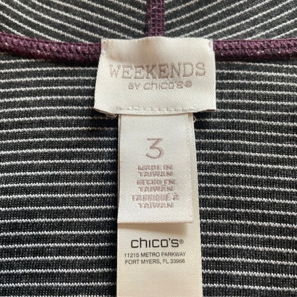 WEEKENDS BY CHICO'S Reversible Harvest Stripe Drape Front Sweater - Size XL